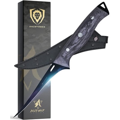 Dalstrong 6" Fillet Knife - Delta Wolf Series - High Carbon Steel - Camo Handle - Leather Sheath