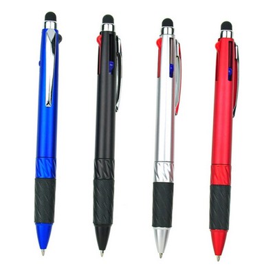 Multi-Functional 3-Color Ballpoint Pen With Stylus