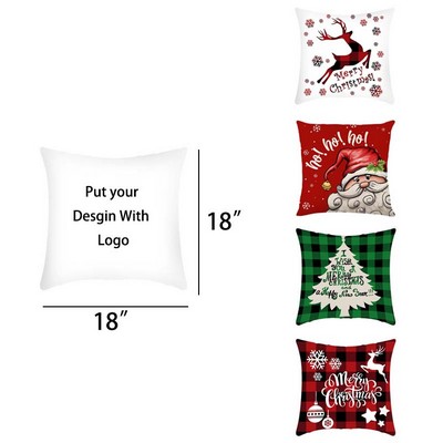 18 x 18 Inch Christmas Square Throw Pillow Cover