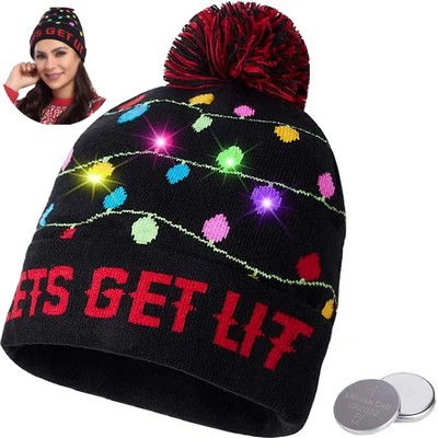 Light Up Christmas Holiday Sequins Hat