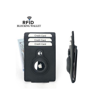 RFID Wallet w/ Air tag Holder-GENUINE LEATHER