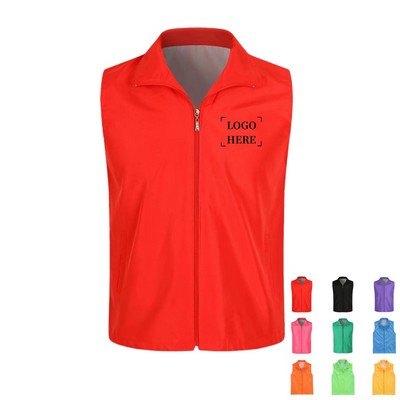 Supermarket Uniform Volunteer Vest with Zipper 2 Pockets