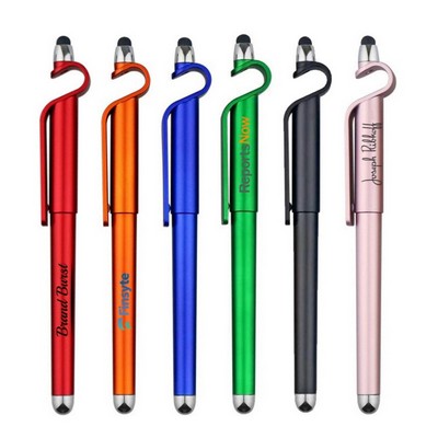 Multifunctional 3 in 1 Phone Holder Capacitive Stylus Ballpoint Pens