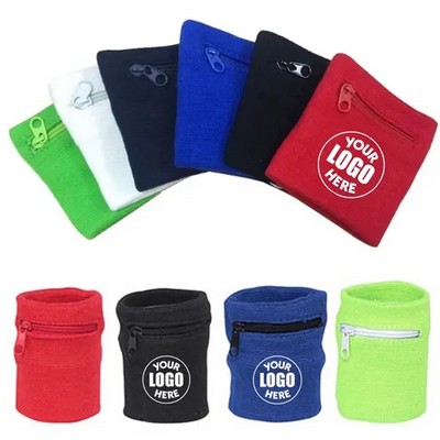 Sports Wristband with Zipper Pocket