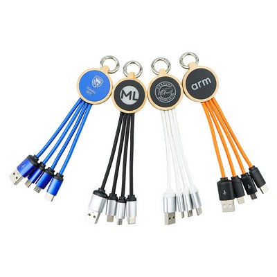 Bamboo Charging Cable 3in1 With Custom LED Luminous Lighting Logo