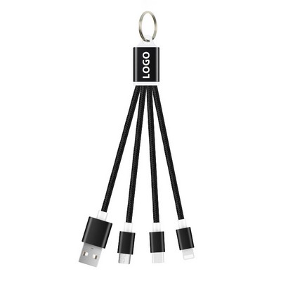 Charging Cable 3in1 With Custom LED Luminous Logo with Keychain