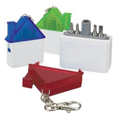 House-Shaped Tool Kit with 4-Steel Bits Keychain