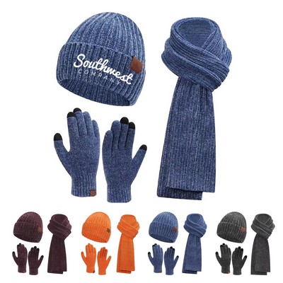 Winter Warm Hat Scarf Gloves Set