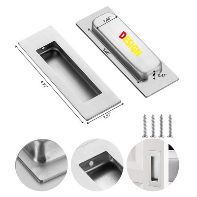 Brushed Nickel Sliding Closet Door Handles Silver Flush Pulls 4.72 Inch Length Recessed Finger Pulls