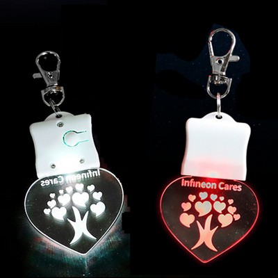 Custom Love Shape Acrylic Lighted LED Keychain