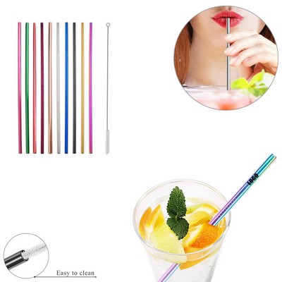 8.46 Inch Straight Metal Straw With Brush