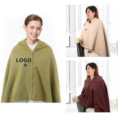 Portable USB Heated Shawl Soft Zipper Electric Heated Blanket