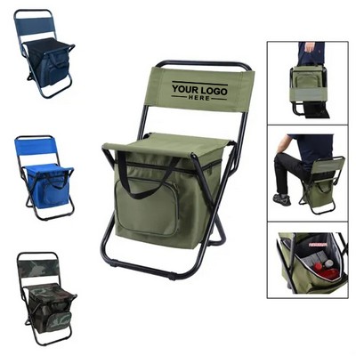 Portable Folding Chair with Built in Cooler Bag for Outdoor Comfort