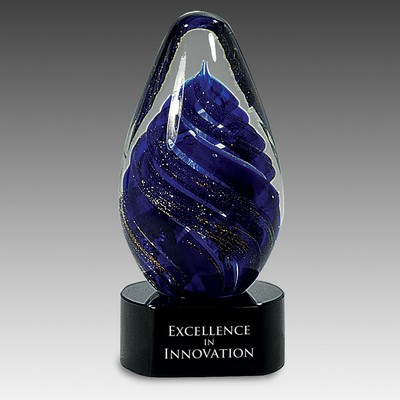 6.5" Blue Tear Drop Art Glass