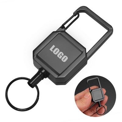 Sleek Metal Square Keychain with Durable Steel Wire Rope