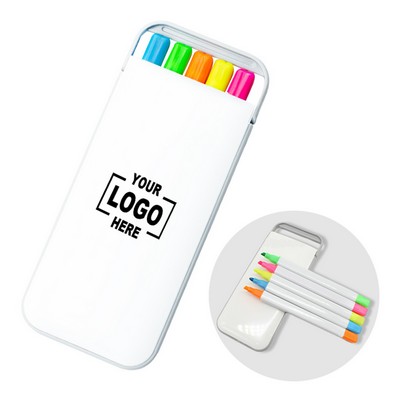 5 Color Highlighter Set with Storage Case