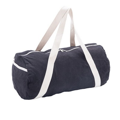 Cotton Canvas Duffel Bag W/ Side Pocket