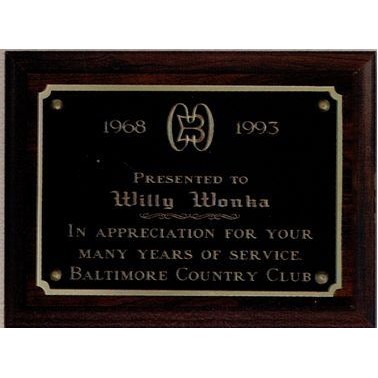 Simulated Walnut Roman Cove Plaque w/ Full Size Engraving Plate (9"x12")