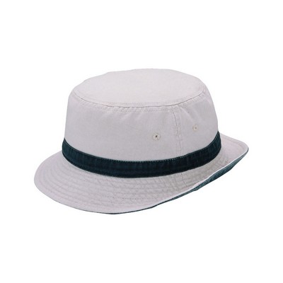 Cotton Twill Washed Bucket Hat w/ Crown Band