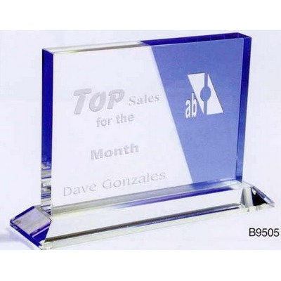 Blue Optic Crystal Horizontal Panel Award