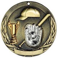 Baseball Tri-Colored Medal, 2"