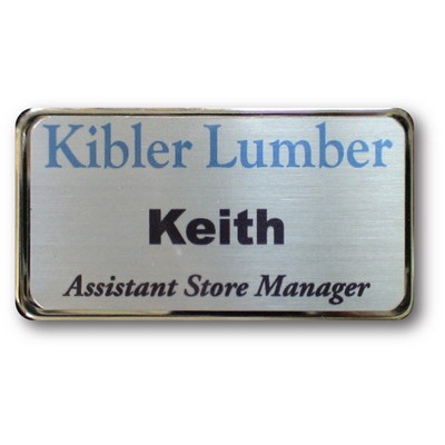 Silver Metal Name Badge - (1 5/8" x 3")