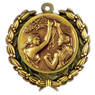 Stock Victory Female Medal w/ Wreath Edge ( 1 1/4")