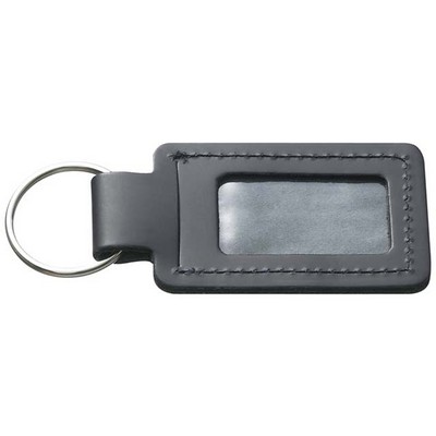 Leather ID Luggage Tag w/ Clear ID Window and Split Ring (1 3/8"x3 1/8")