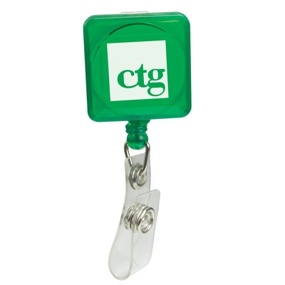 Pad Printed Retractable Badge Holder (Square w/ Alligator Clip)