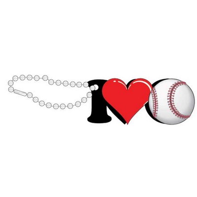 I Love Baseball Promotional Key Chain w/ Black Back (10 Square Inch)