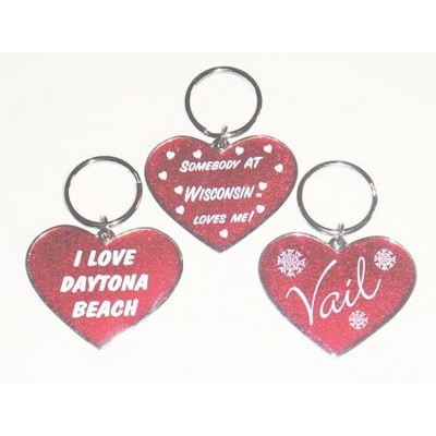 Glitter Heart Key Tag