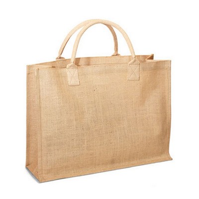 Jute Shopping Tote w/ Cotton Web Handle ( screen Printed )