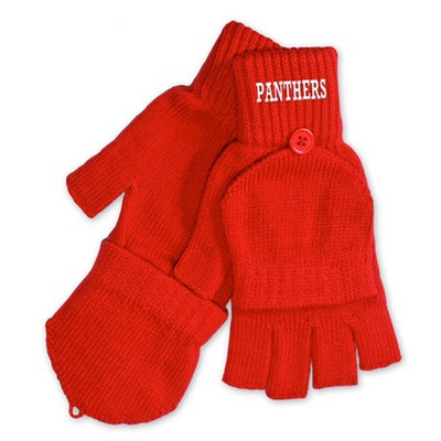 Embroidered Fingerless Glove with Flap