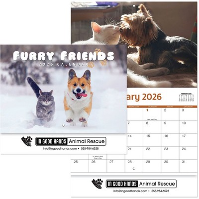 Furry Friends Stapled Wall Calendar