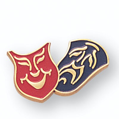 ¾" Comedy/Tragedy Drama Masks Enameled Pin