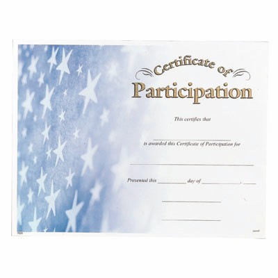 Participation Award Certificate