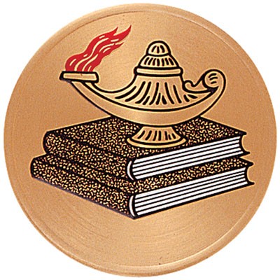 2" Lamp of Learning Embossed Litho Printed Medallion Insert Disc