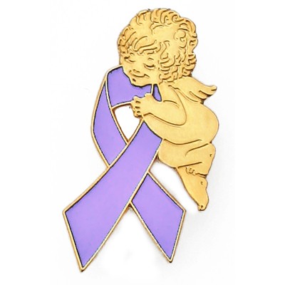 Lavender Ribbon Angel Pin