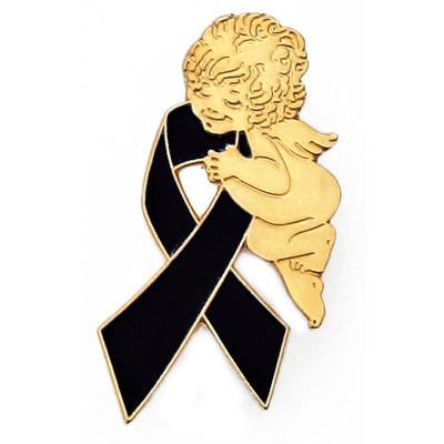 Black Ribbon Angel Pin