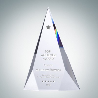 Tri Triangle Optical Crystal Award Plaque