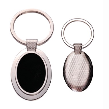 Oval Metal Key Chain w/Dark Reflective Ctril (Engraved)