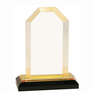 Gold Step Clipped Corner Impress Acrylic Award (7")