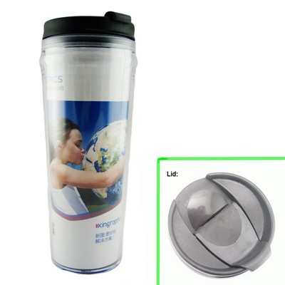 12 Oz. Double Wall Plastic Tumbler w/ Flip Lid