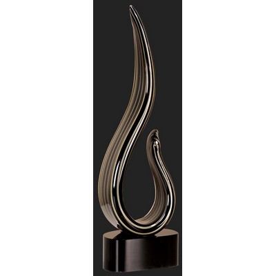 Curvaceous Black/Gold Art Glass Award - 15'' H