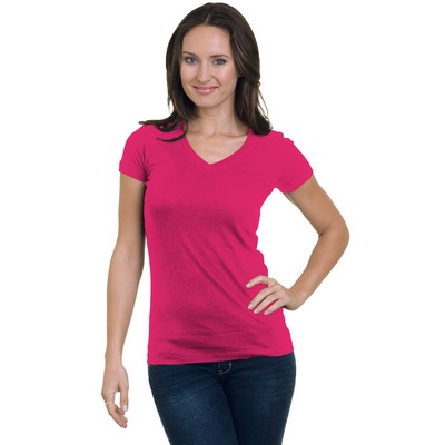 Junior Bayside® Fine Jersey V-Neck Tee Shirt