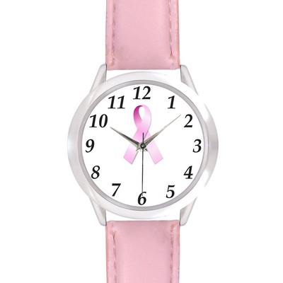 Unisex Pink Leather Band Watch