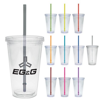 20 Oz. Carnival Cup w/Color Straw & Clear Lid