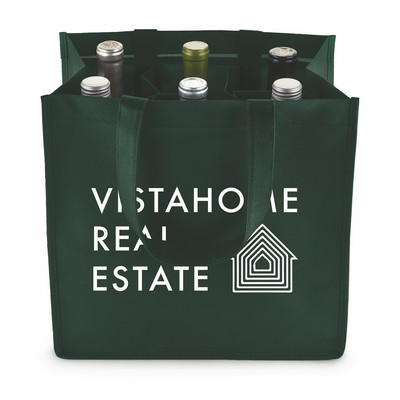 6-Bottle Non Woven Wine Tote - Dark Green