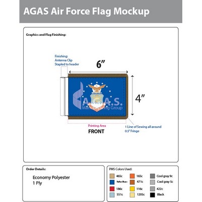 Air Force Antenna Flags 4x6 inch