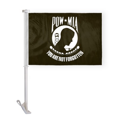 POW MIA Car Flags 12x16 inch Economy (black & white)